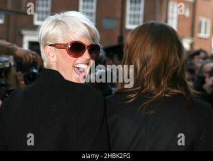 Sarah Harding and Kimberley Walsh from Girls Aloud during a photocall to launch the Variety Club Gold Heart Appeal, at Harrods in central London on February 1, 2007.  Entertainment Stock Photo