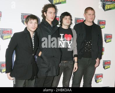 The Editors attending the NME Awards at The Hammersmith Palais, west London on 01/03/2007. Stock Photo