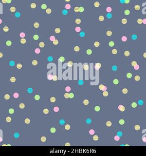 Dotted Seamless Gray Background Pattern with Colorful Dots Stock Vector