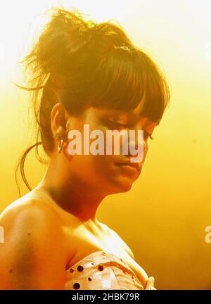 Lily Allen performs at Somerset House in London. Stock Photo