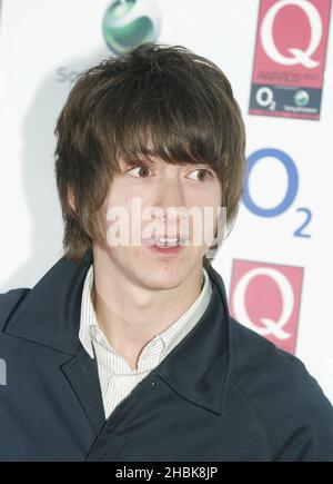 Alex Turner from The Arctic Monkeys arriving at the Q Awards 2007 at the Grosvenor House Hotel, central London. Stock Photo