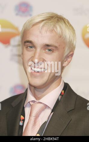 Actor Tom Felton, Draco Malfoy in Harry Potter, arriving for the Nickelodeon Kids Choice Awards at Excel in Docklands, east London. Stock Photo