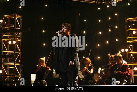 Adele performs at the 2008 Brit Nominations Launch Party at the Roundhouse in London. Stock Photo