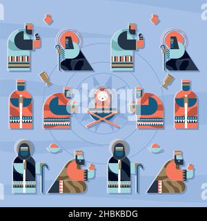 happy epiphany pattern characters background Stock Vector