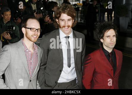 The Hoosiers arriving for the Capital Awards 2008 at Riverbank Plaza Hotel, London. Stock Photo