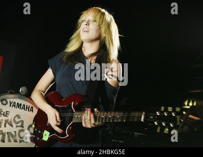 Katie White of Ting Tings performs at the Shepherd's Bush Empire in London. Stock Photo