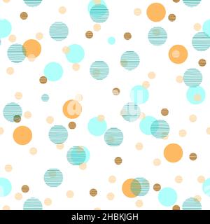Fun Blue and Orange Geometric Seamless Pattern Design Stock Vector