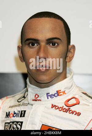 Formula 1 Racing Driver Lewis Hamilton waxwork unveiling at Madame Tussauds in London. Stock Photo