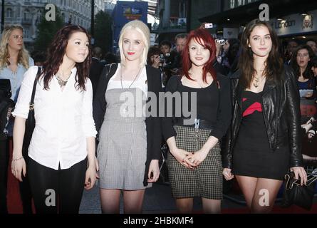 Kathryn Prescott, Lily Loveless, Megan Prescott and Kaya Scodelario arrives at the Tormented Premiere at the Empire Cinema, Leicester Square, London. Stock Photo
