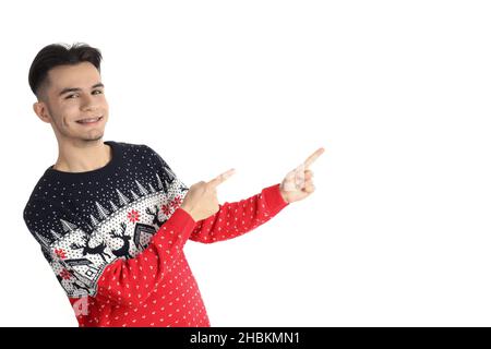 Attractive guy in sweater isolated on white background Stock Photo