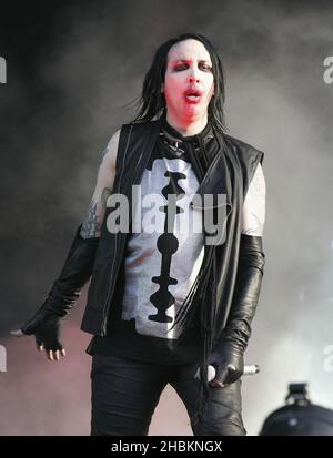 Marilyn Manson performs at Download Festival 2009 at Donnington Park, in Derby. Stock Photo