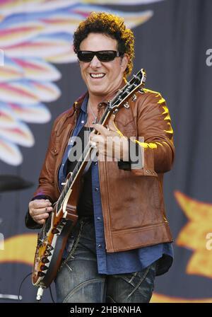 Neil Schon original guitarist of Journey performs on the main stage at the Download Festival 2009 at Donnington Park, in Derby, England Stock Photo