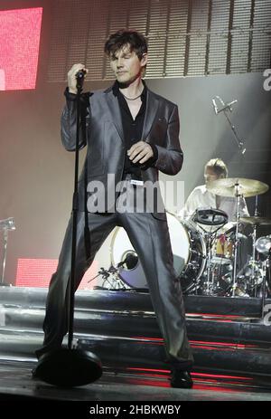 Morten Harket of A-HA performs at the 02 Arena in London. Stock Photo