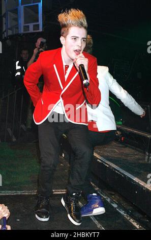 John Grimes and Edward Grimes aka Jedward perform at G-A-Y Heaven in London Stock Photo