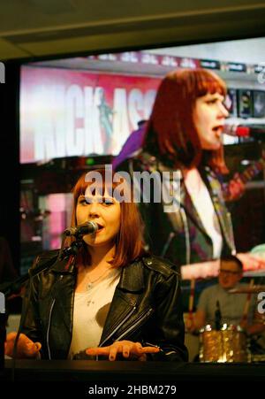 Kate Nash performs live at HMV on Oxford Street in London Stock Photo