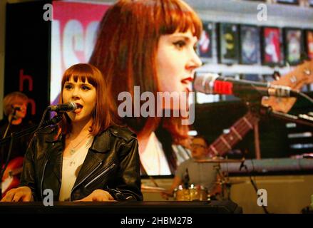 Kate Nash performs live at HMV on Oxford Street in London Stock Photo