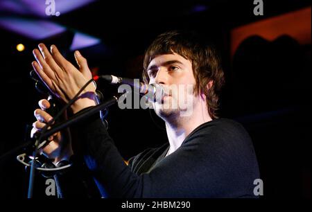 Liam Fray of The Courteeners performs at the Hard Rock Cafe, London. Stock Photo