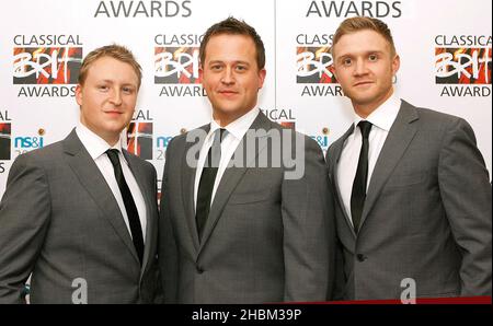 Only Men Aloud in Awards Room at the Classical Brit Awards at the Royal Albert Hall, London Stock Photo