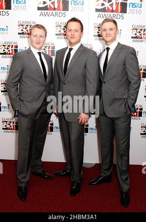 Only Men Aloud in Awards Room at the Classical Brit Awards at the Royal Albert Hall, London Stock Photo