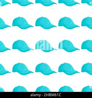 Illustration on theme pattern hats baseball, beautiful caps in white background. Caps pattern consisting of collection hats baseball for wearing. Patt Stock Vector
