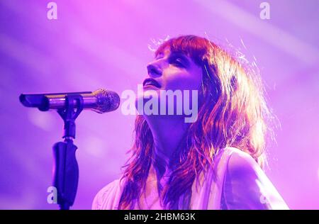 Florence Welch of Florence and the Machine performs live at Somerset House in Central London. Stock Photo