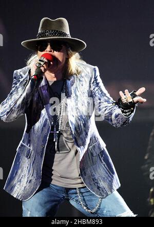 Guns N' Roses perform at the O2. Axl Rose of Guns N' Roses performs at ...