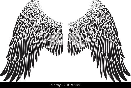 black feather wings drawing