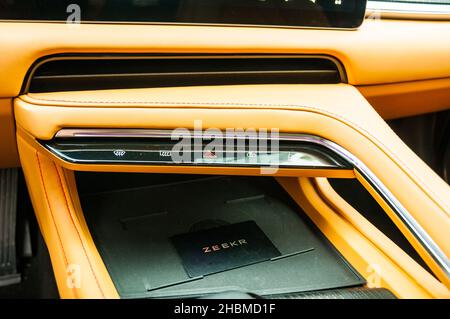 Zeekr 001 a Chinese electric car on a test drive in Hangzhou, Zhejiang Province, China. Stock Photo