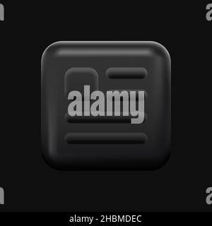 Documents Black 3D Icon. Word App Button. Vector illustration Stock Vector