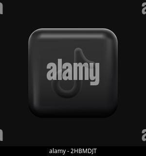 Popular Video Platform, Social Media Icon. Dark 3D Logotype. Vector illustration Stock Vector
