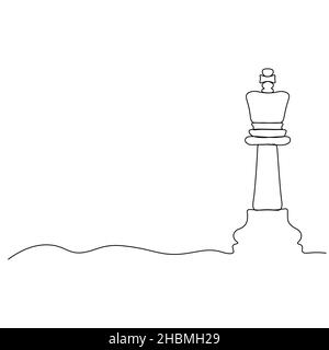Chess Day. The king chess piece. Solid line. Vector illustration drawn with a single line.. Stock Vector