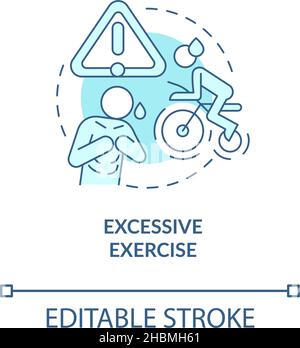 Excessive exercise turquoise concept icon Stock Vector