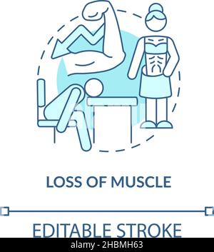 Loss of muscle turquoise concept icon Stock Vector