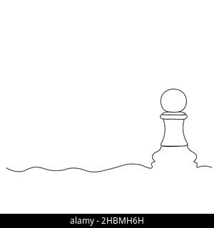 Chess Day. The chess piece is a pawn. Solid line. Vector illustration drawn with a single line.. Stock Vector