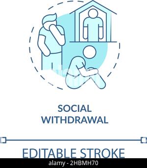 Social withdrawal turquoise concept icon Stock Vector