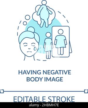 Having negative body image turquoise concept icon Stock Vector
