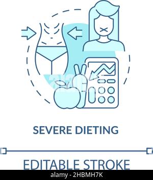 Severe dieting turquoise concept icon Stock Vector