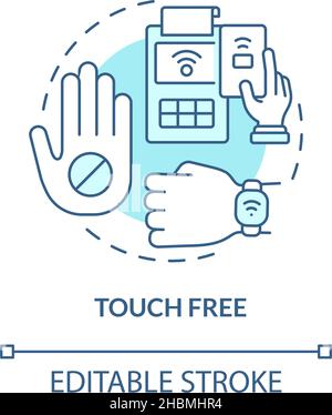Touch free turquoise concept icon Stock Vector