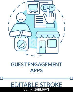 Guest engagement apps turquoise concept icon Stock Vector