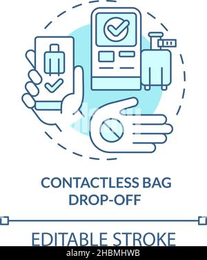 Contactless bag drop off turquoise concept icon Stock Vector