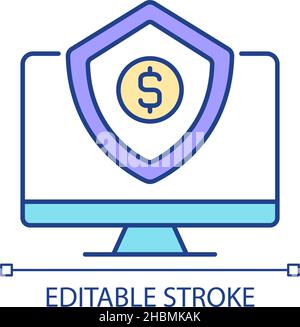 Cyber insurance RGB color icon Stock Vector