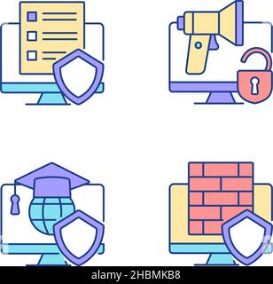 Protect private data RGB color icons set Stock Vector