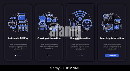 Everyday life automation night mode onboarding mobile app screen Stock Vector
