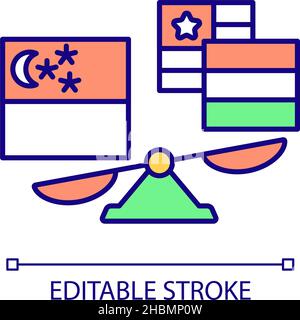 Singapore comparing to other countries RGB color icon Stock Vector