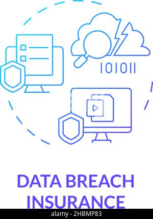 Data breach insurance blue gradient concept icon Stock Vector