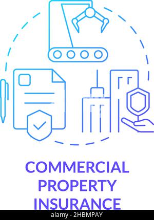Commercial property insurance blue gradient concept icon Stock Vector