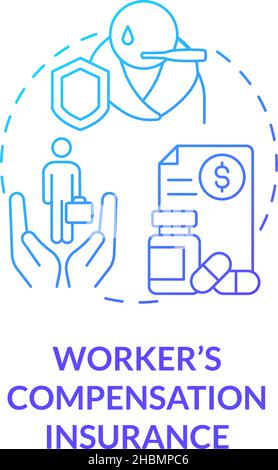 Workers compensation insurance blue gradient concept icon Stock Vector