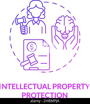 Intellectual property protection purple gradient concept icon Stock Vector