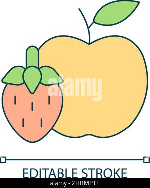 Apple and strawberry RGB color icon Stock Vector