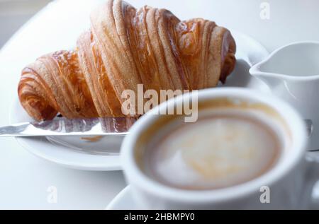 luxury croissant on white plate Stock Photo